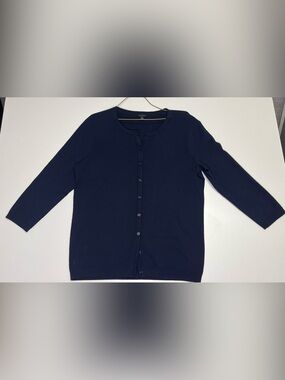 Talbots Women’s  Navy Button-Front Crewneck Cardigan